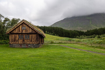 Fototapeta premium old islandic grass roof house in Iceland