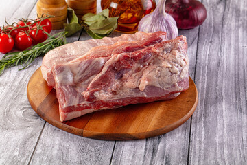 Raw spare pork ribs meat