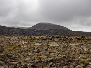 lava fields and volcanism on Reykjanes Peninsula in Iceland