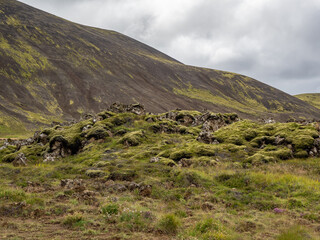 lava fields and volcanism on Reykjanes Peninsula in Iceland