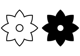 モノクロの花形アイコンデザインセット