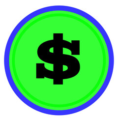 Obraz premium Dollar Symbol Design: A clean and vibrant dollar symbol in a circular graphic, signifying wealth, finance, and economic value.