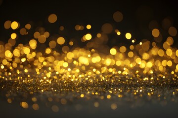 Golden glitter and shimmering bokeh lights abstract festive background