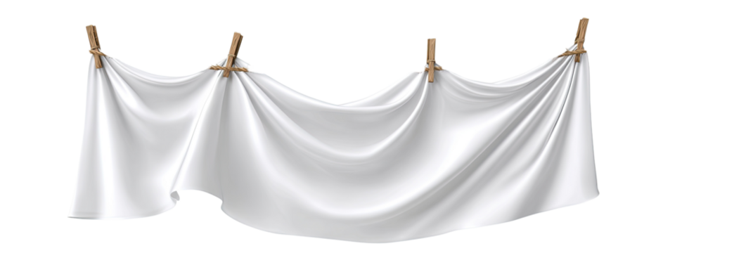 White fabric draped over clotheslines - Powered by Adobe