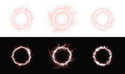 A vibrant red electric ring energy effect PNG with a transparent background for various design applications