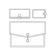  Leather Wallet and Briefcase Vector Set,Brown Minimal Design Icons.