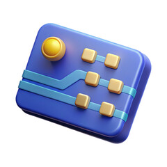 Stylized control panel with golden accents on a blue base