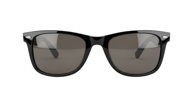 Black wayfarer style sunglasses isolated PNG with Transparent Background