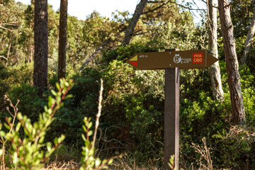 Tourist trail to the Portuguese Christian religious temple Ermida de Santo Antão in Óbidos,  Portugal.