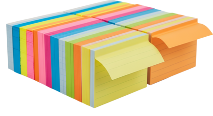Stack of colorful sticky notes isolated PNG with Transparent Background