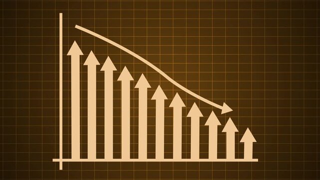 Stylized graph showing growth and decline, Animated Business Metrics Report