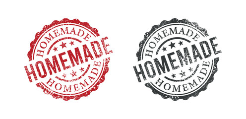 Homemade Grunge Stamp - Retro Distressed Label in Red and Black