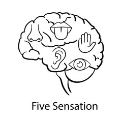 Five Sensation Hand Drawn Icon | Awareness, Human, Body, Sense, Spirit