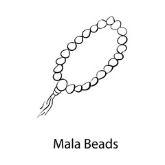 Mala Beads Hand Drawn Icon | Prayer, Meditation, Yoga, Spiritual, Balance