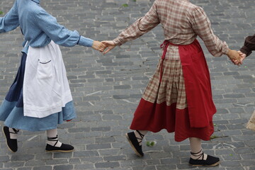 Basque folk dance performance in an outdoor festival