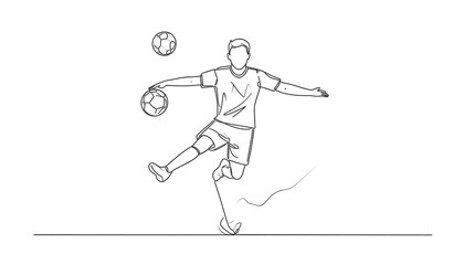 A dynamic illustration of a soccer player executing a powerful kick.