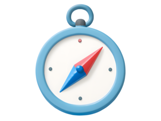 A blue compass isolated on a transparent background