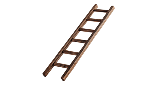 Wooden ladder traditional construction tool used for climbing repairing household work carpentry object illustration isolated on white background