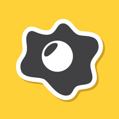Fried egg sticker icon in flat style. Protein omelet vector illustration on isolated background. Scrambled breakfast sign business concept.