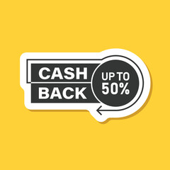 Cashback sticker icon in flat style. Money back label vector illustration on isolated background. Cash back poster sign business concept.