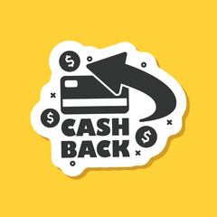 Cashback sticker icon in flat style. Money back label vector illustration on isolated background. Cash back poster sign business concept.