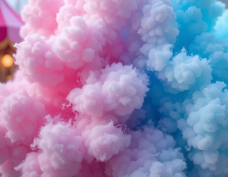 Soft pastel clouds of pink and blue smoke swirling together creating a dreamy, ethereal effect.