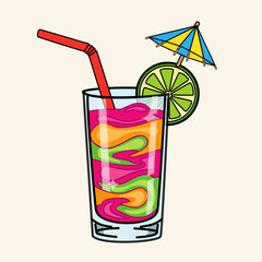 Tropical Cocktail with Lime and Umbrella