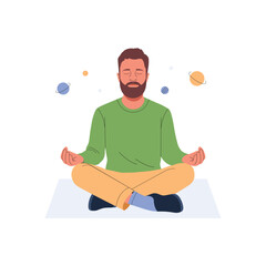 Banyan Meditation Flat Vector Illustration 
