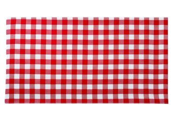 Red and white checkered tablecloth classic gingham pattern textile fabric on transparent background, PNG