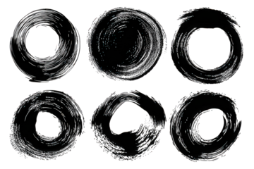 Abstract Circular Brush Strokes on Black Background