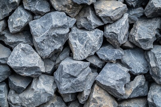 Pile of dark rocks with textured surface. Neural network AI generated