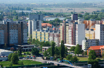 Elevated view of apartments in Bratislava, capital city of Slovakia
