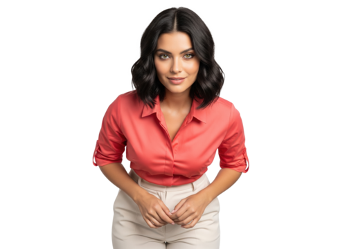 Middle eastern woman leaning forward with a knowing smile