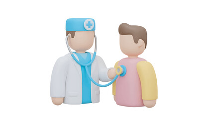 Doctor examining patient with stethoscope in hospital room, providing medical care and support for health and wellness, creating a sense of trust and compassion.