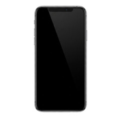 Freigestelltes PNG eines modernen Smartphones, schwarzes Display, dünner Rahmen