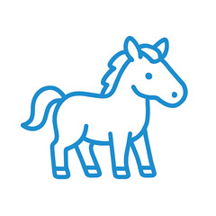 Blue outline of a cute horse in a minimalist design style
