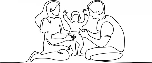 Family Line Drawing - Mom, Da...