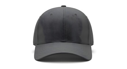 Fototapeta premium Blank Dark Grey Baseball Cap Front View Isolated on White Background for Mockup and Customization