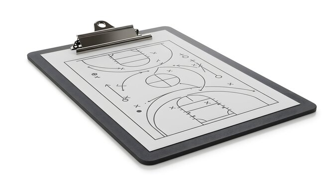 Basketball Coach's Clipboard with Strategic Play Diagram Isolated on White Background for Game Planning - Powered by Adobe
