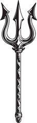 Symbol of Power: An intricate graphic illustration of a trident, a symbol of authority and control, captured with meticulous detail in monochromatic tones.