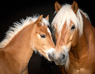 Obraz premium Close-up of a foal and a horse