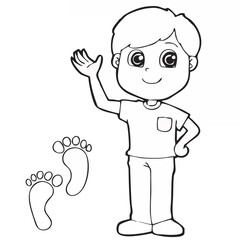 Kid with paw print coloring p...