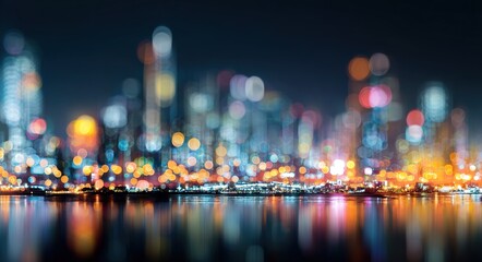 Consulting with blurred city abstract lights background. High quality