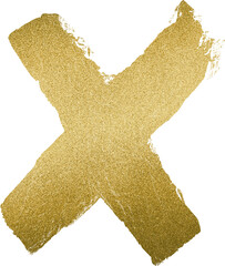 Large painted gold cross texture with a transparent background