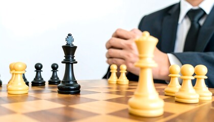 Chess game in progress, business attire