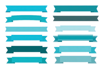 Set Of Horizontal Ribbons In Shades Of Teal And Light Blue