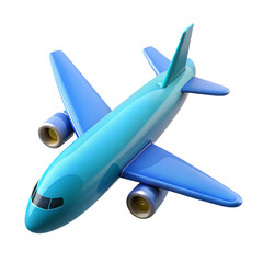 Bright blue airplane model on a black background