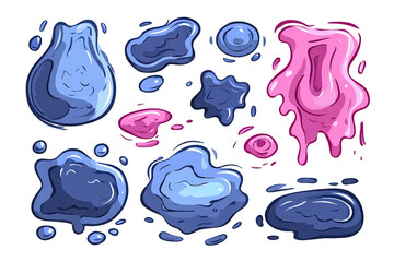 Abstract Blob Shapes Set In Blue And Pink