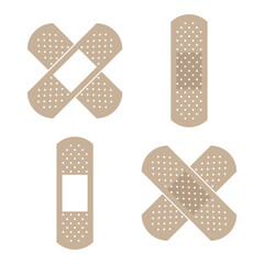 Bandage graphic icon set. Plasters symbols. Wound band graphic signs isolated on white background. Vector illustration 