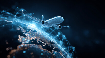 Airplane Flying Above Earth With